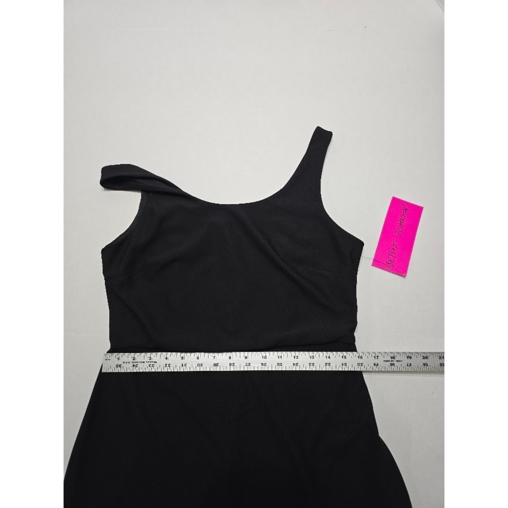 NWT Betsey Johnson Black Dress‎ One Shoulder Floral Embroidery Party Cocktail - Picture 6 of 12